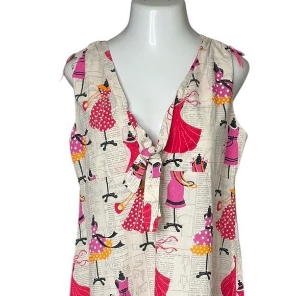 Handmade Sewing Theme Sleeveless V-Neck Maxi Sundress - Picture 2 of 9